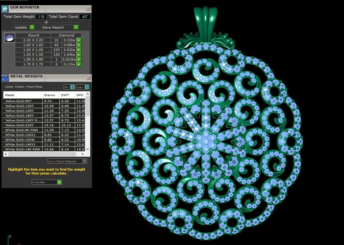 Rose Gold Diamond Pendant 3D Print Model 3D print model_4