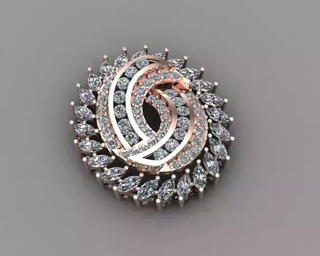 Rose Gold Diamond Women Earring 3D print Model