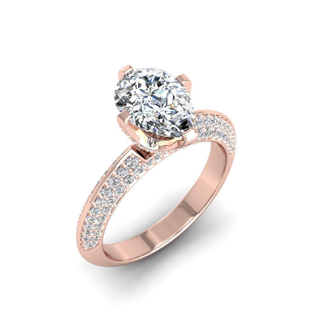 Engagement ring Stella pear 3D print model_17