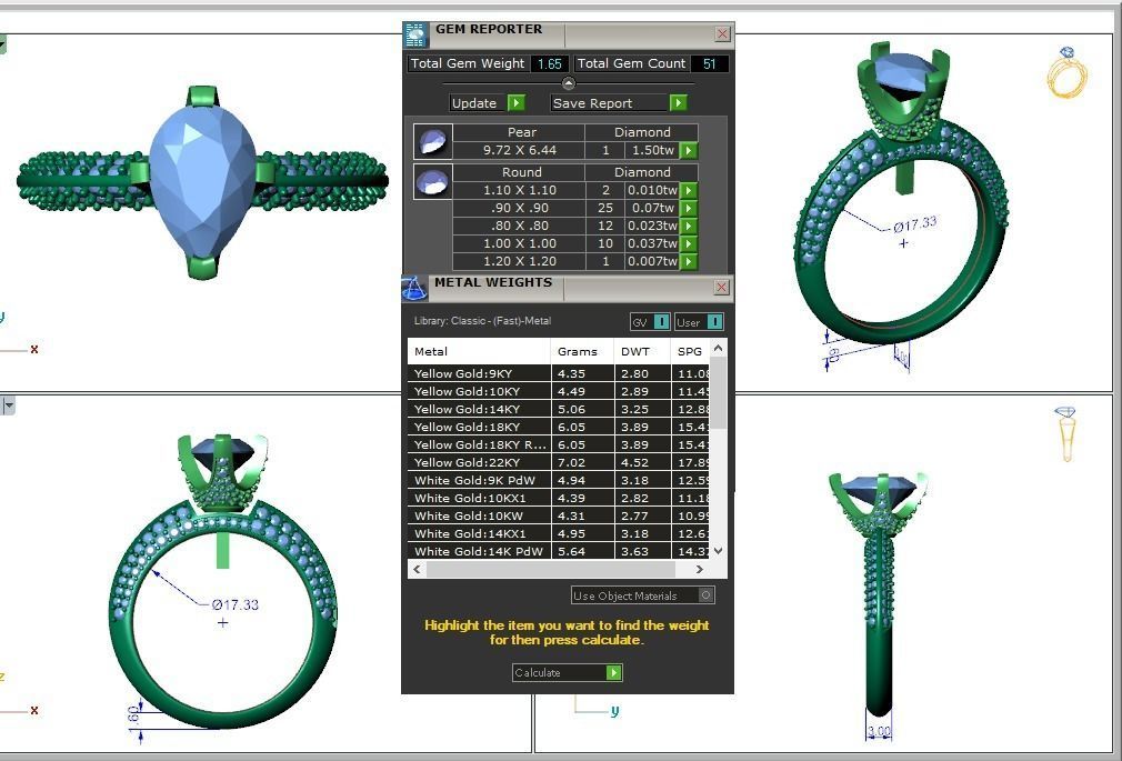 Engagement ring Stella pear 3D print model_1