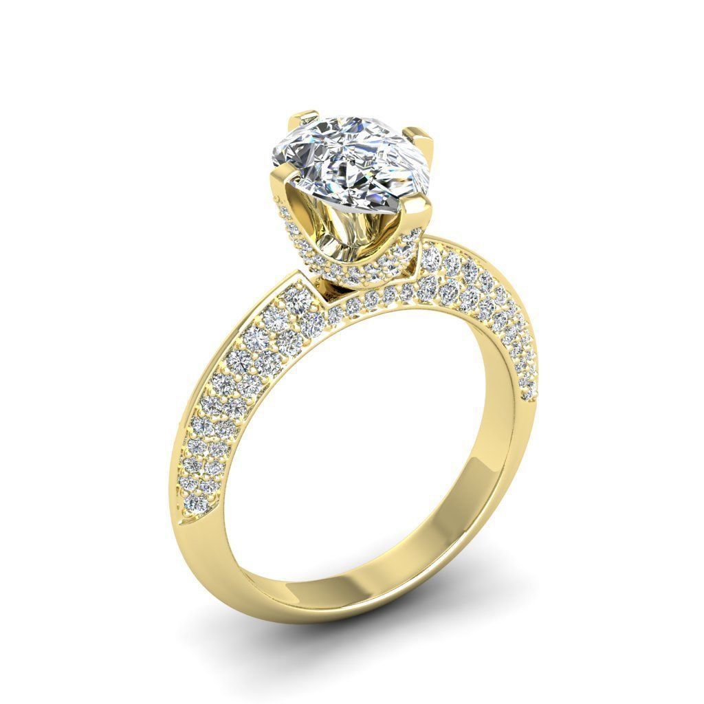 Engagement ring Stella pear 3D print model_28