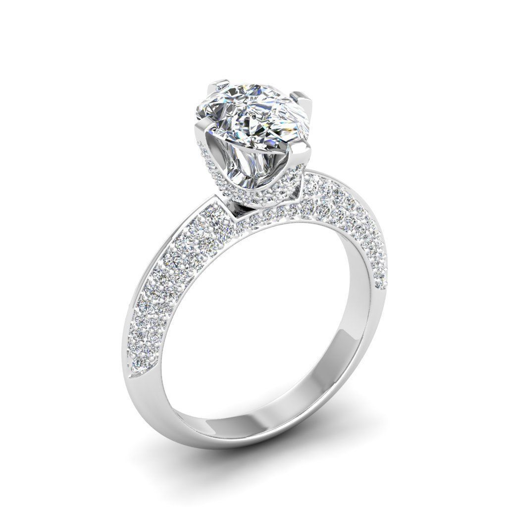 Engagement ring Stella pear 3D print model_15
