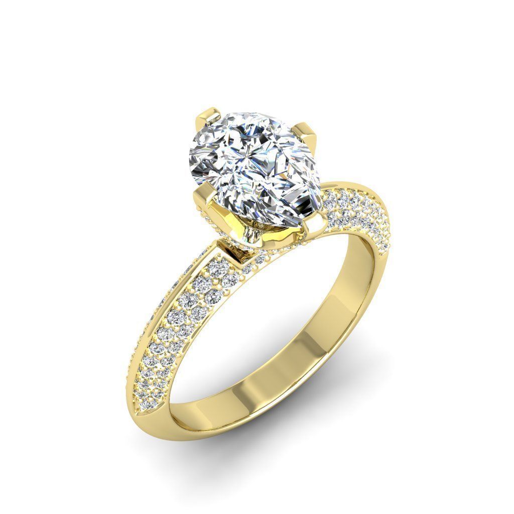 Engagement ring Stella pear 3D print model_16