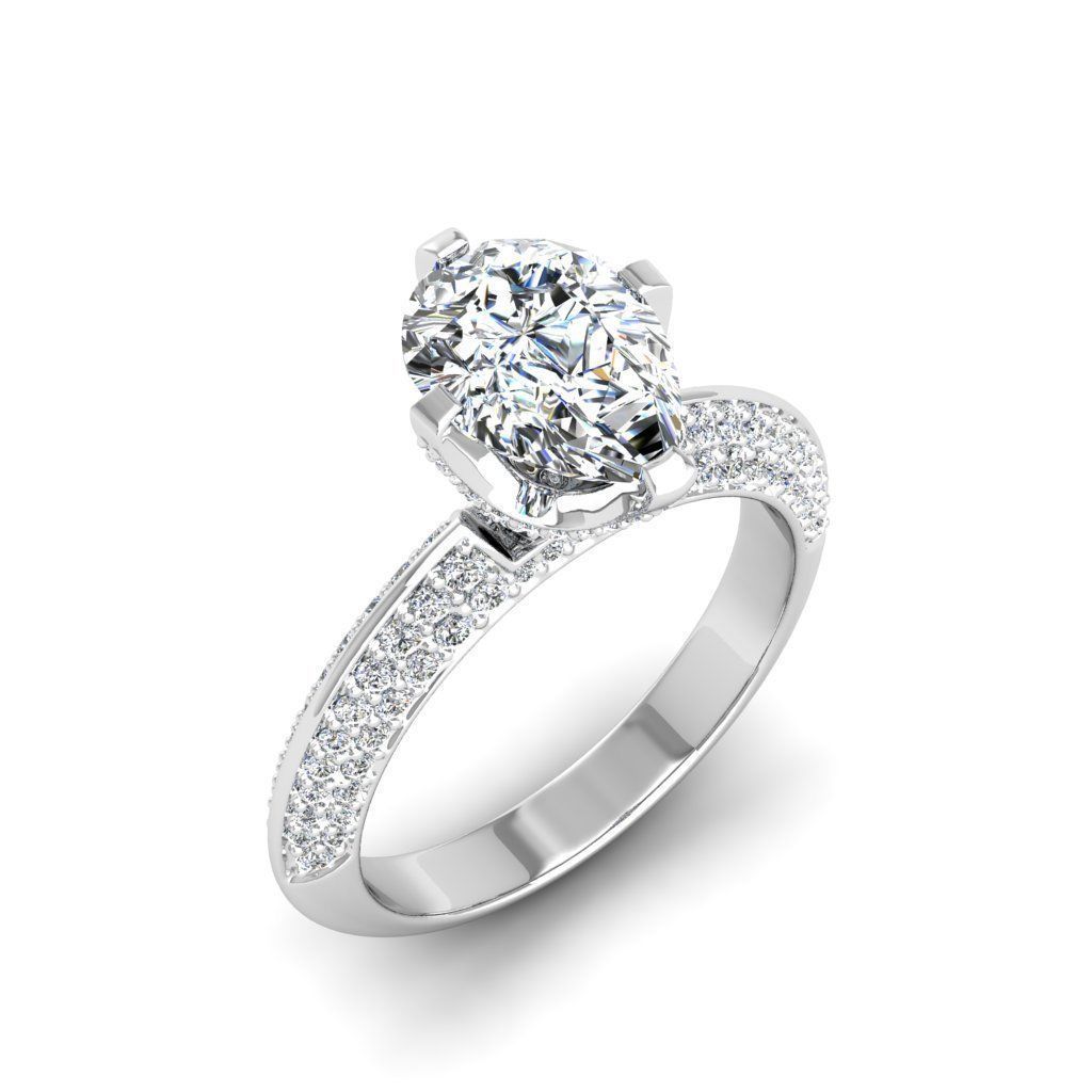 Engagement ring Stella pear 3D print model_7