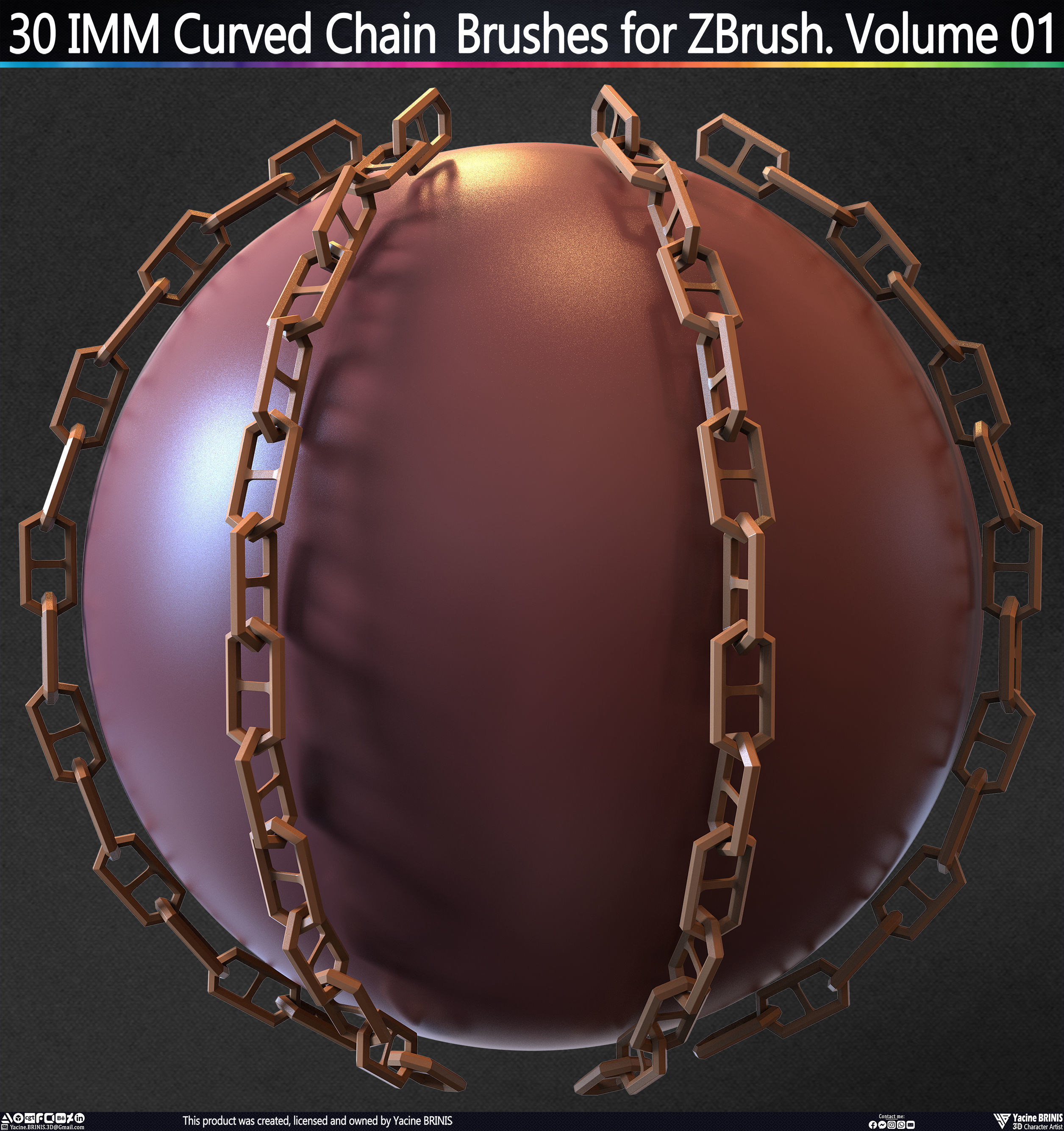 30 IMM Curved Chain Brushes for ZBrush Volume 01 Low-poly 3D model_47