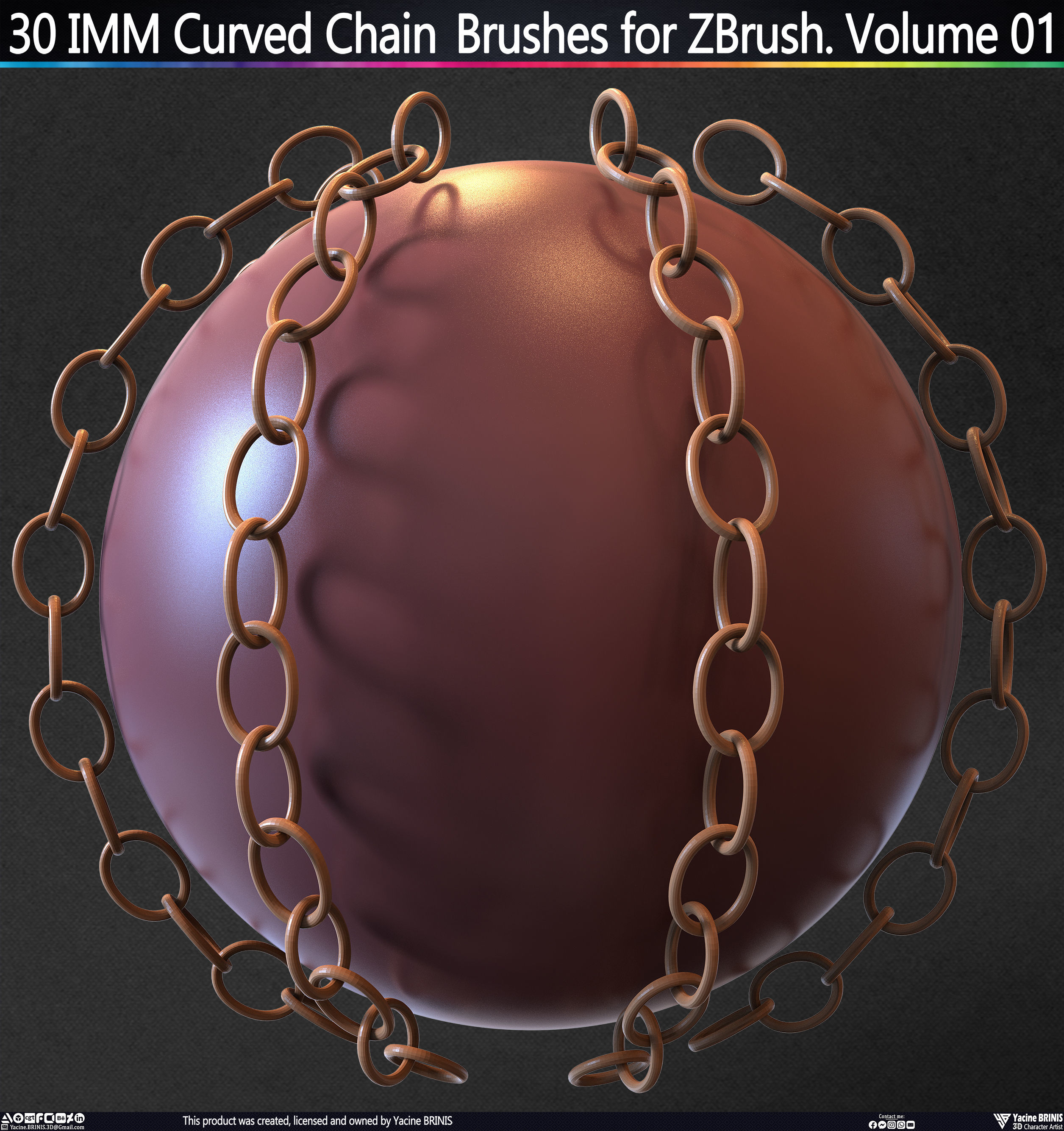 30 IMM Curved Chain Brushes for ZBrush Volume 01 Low-poly 3D model_41