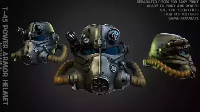 Fallout 4 T-45 Power Armor Helmet for Cosplay 3D print model