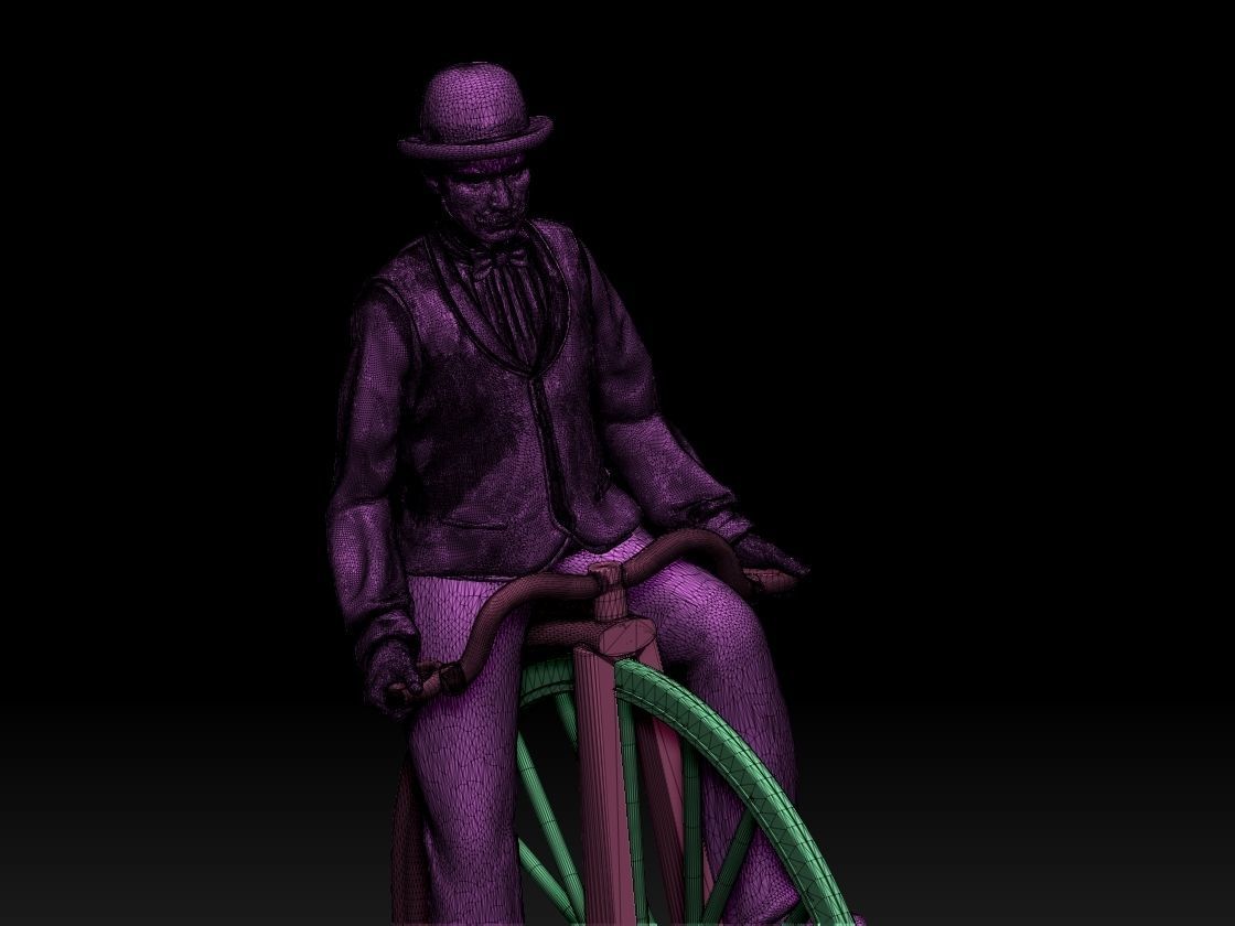 cyclist and bike 3D print model_10