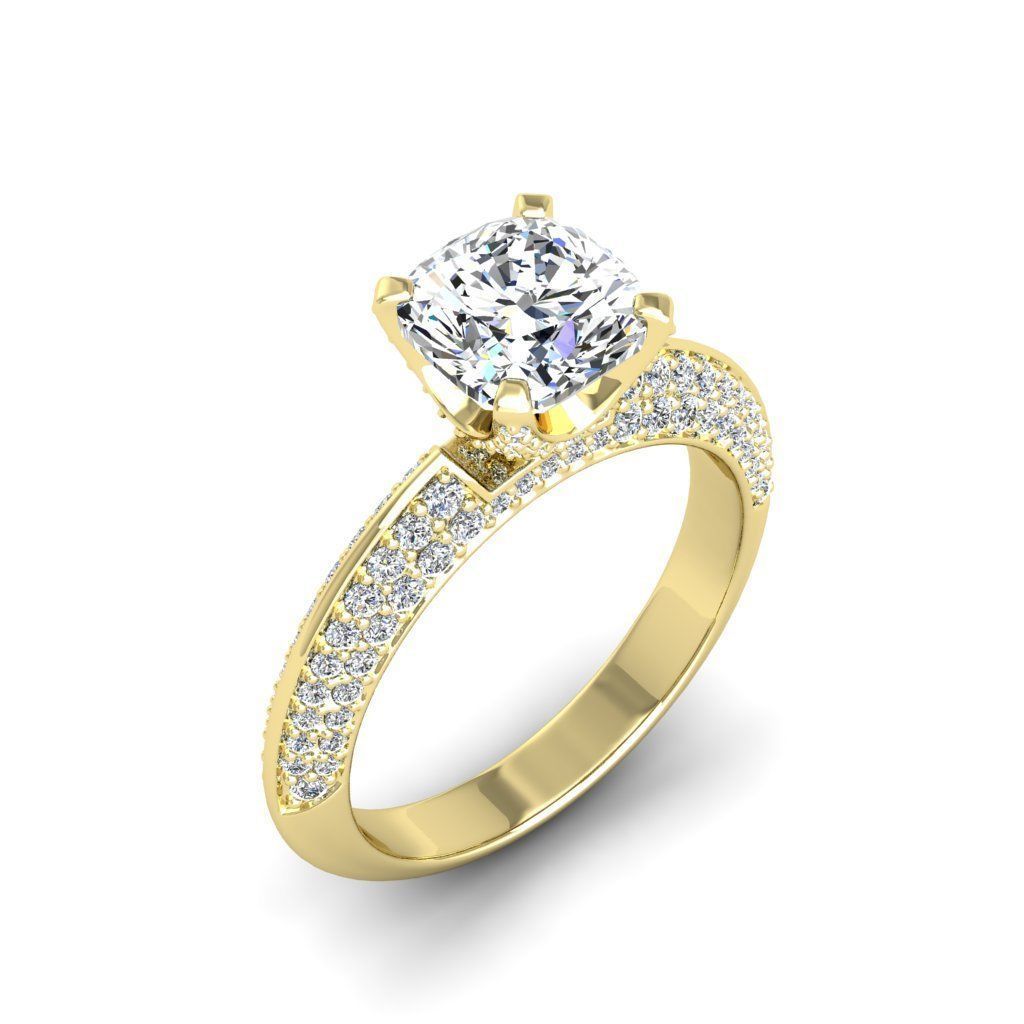 Engagement ring Stella qushion 3D print model_18