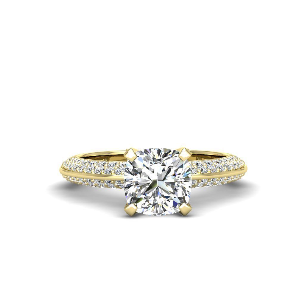 Engagement ring Stella qushion 3D print model_24