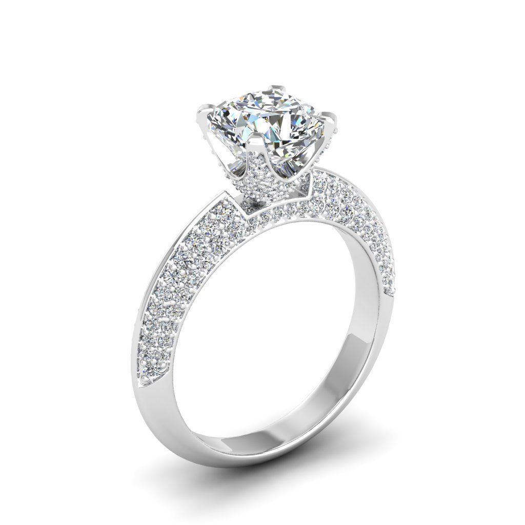 Engagement ring Stella qushion 3D print model_28