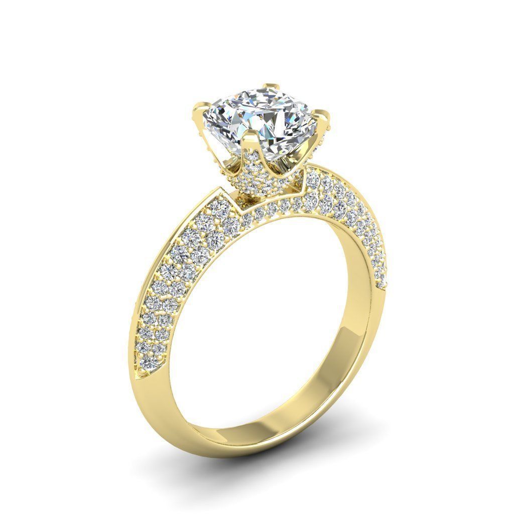 Engagement ring Stella qushion 3D print model_16