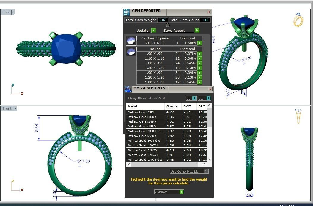 Engagement ring Stella qushion 3D print model_3