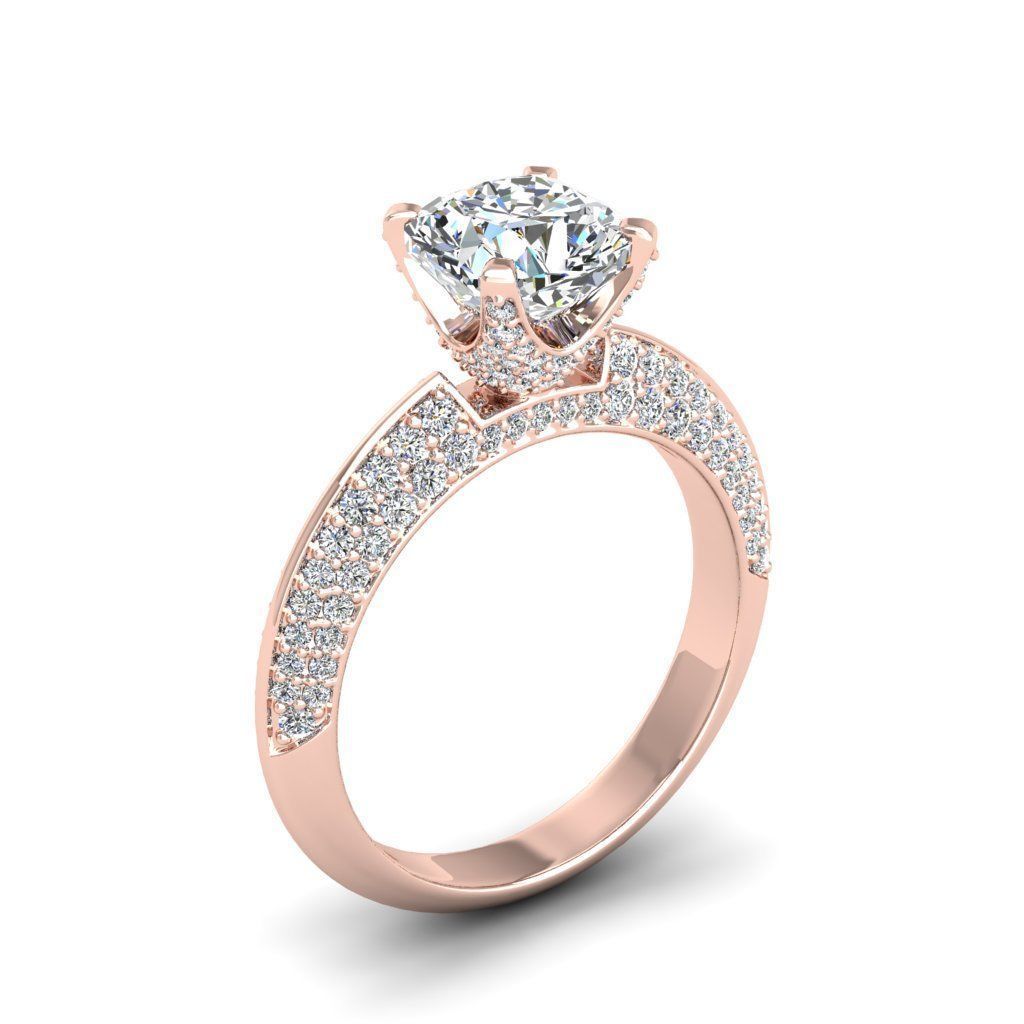 Engagement ring Stella qushion 3D print model_21