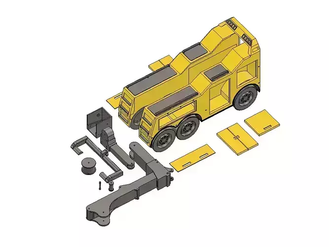 RC ABSCHLEPPER MIT KRAN AUFBAU UND TUEREN V2 FUNKTIONSMODELLBAU 3D print model