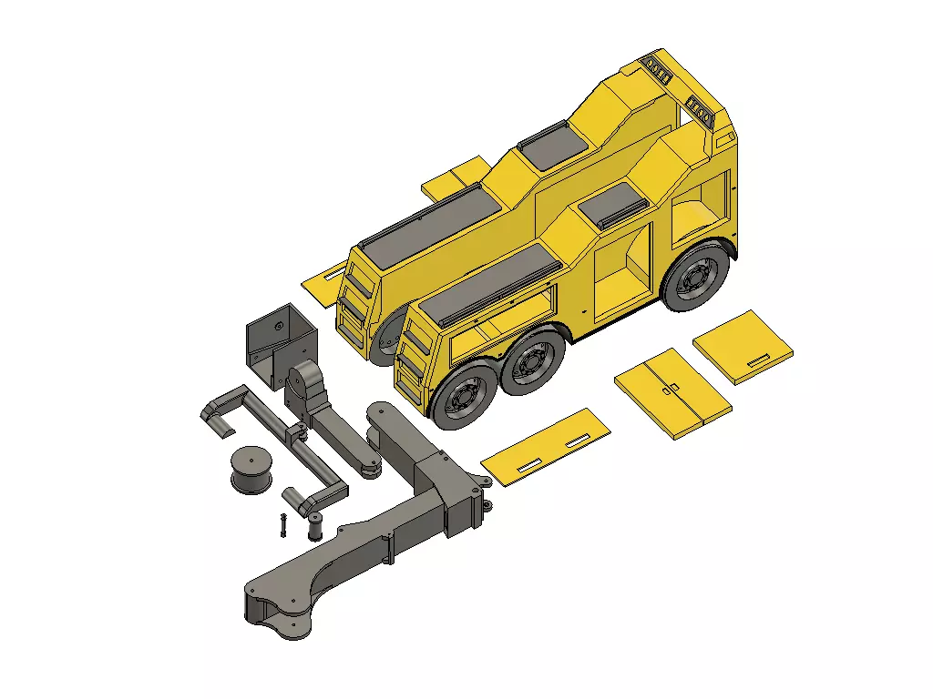 RC ABSCHLEPPER MIT KRAN AUFBAU UND TUEREN V2 FUNKTIONSMODELLBAU 3D print model_0
