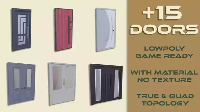 15 Doors Pack - GameReady And LowPoly