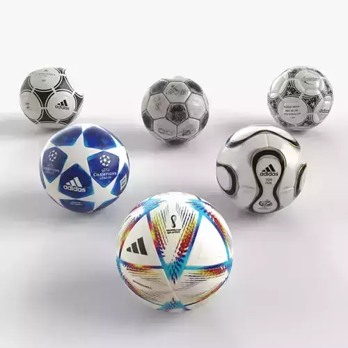 Collection a of Adidas Balls Low-poly 3D model