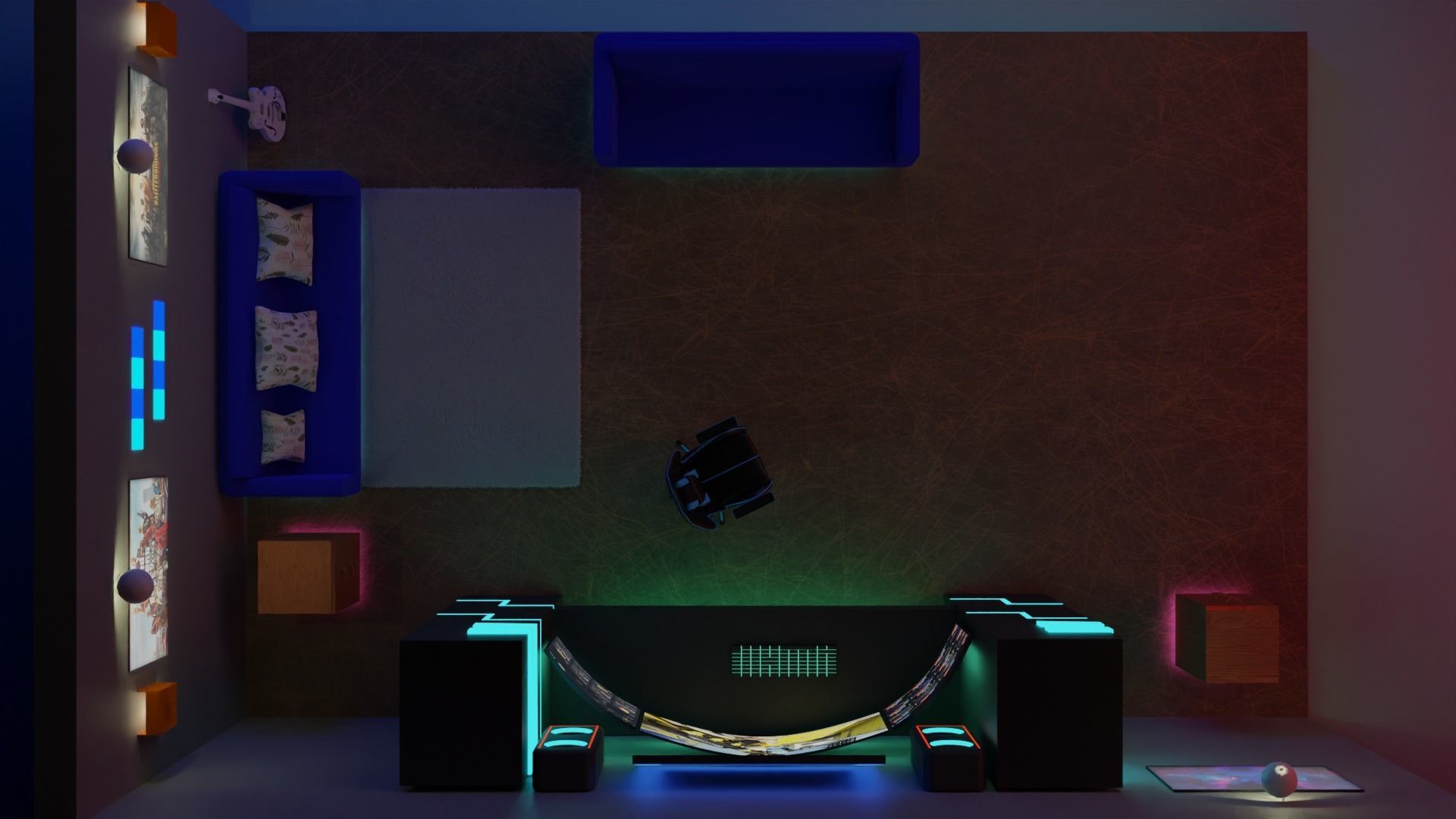 Game Room Interior 3D Model 3D model_4