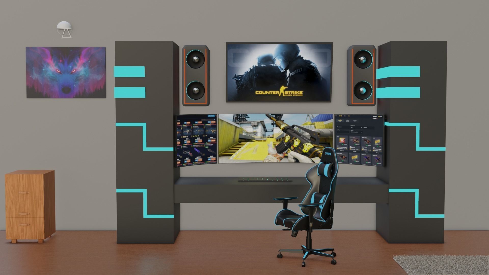 Game Room Interior 3D Model 3D model_6