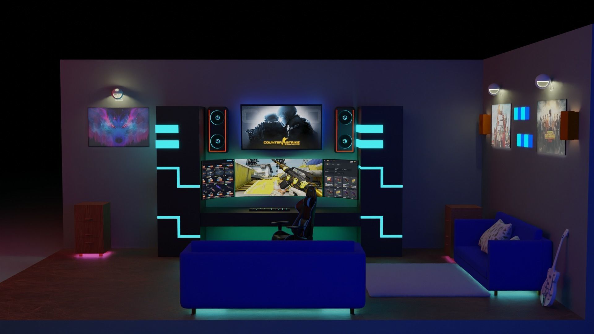 Game Room Interior 3D Model 3D model_1