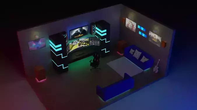 Game Room Interior 3D Model 3D model
