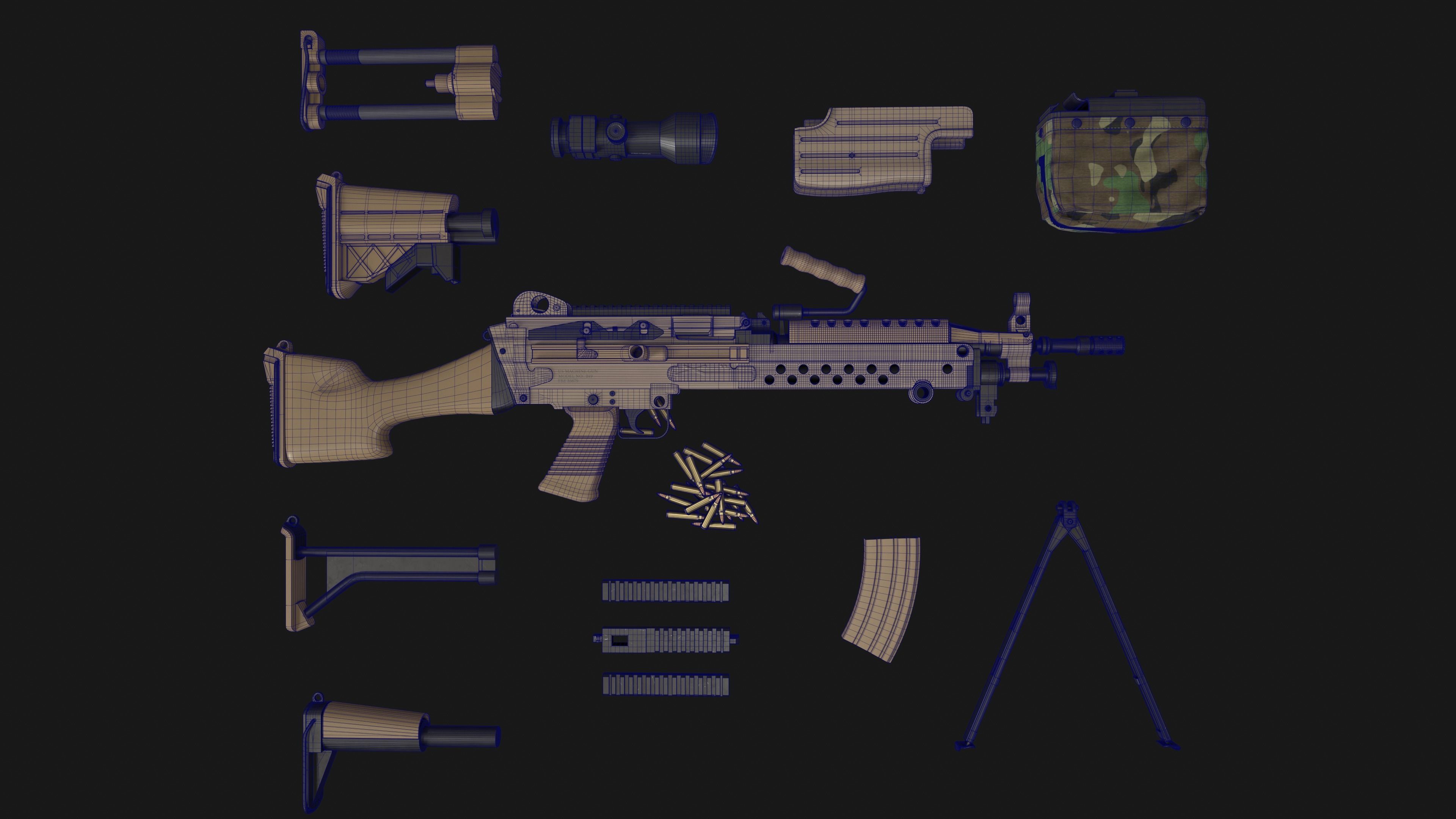 M249 - Modular Gun 3D model_10