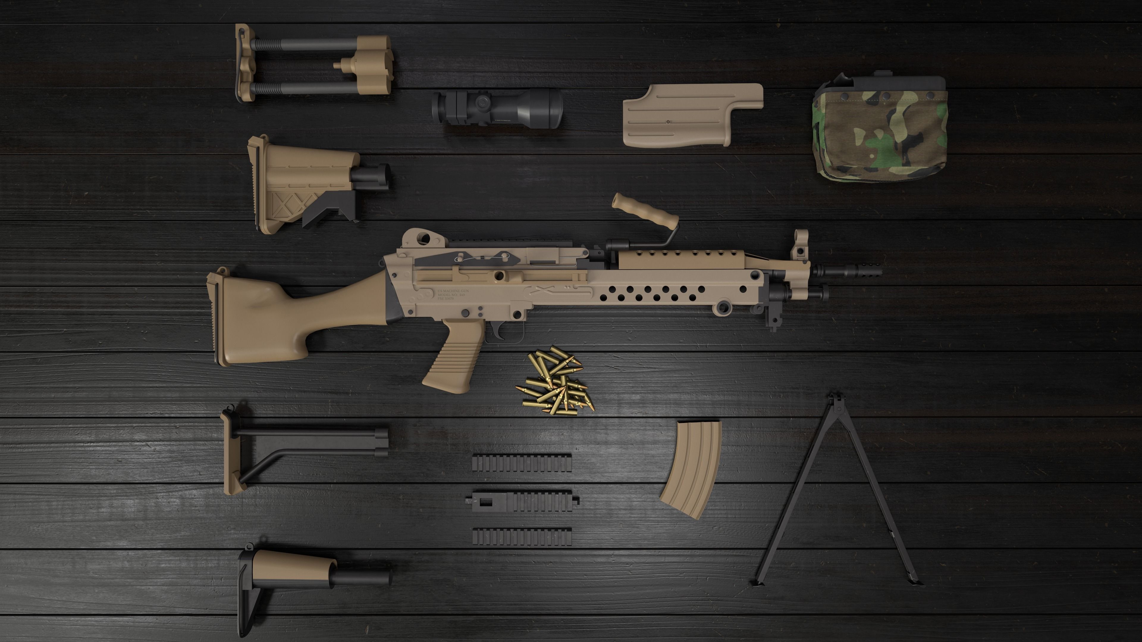 M249 - Modular Gun 3D model_7