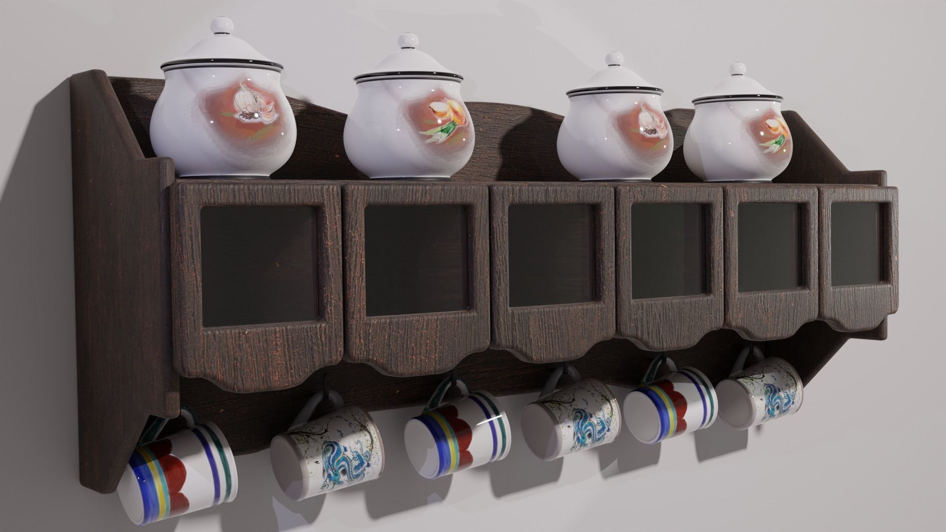 chest of drawers with wall shelf 3D model_2