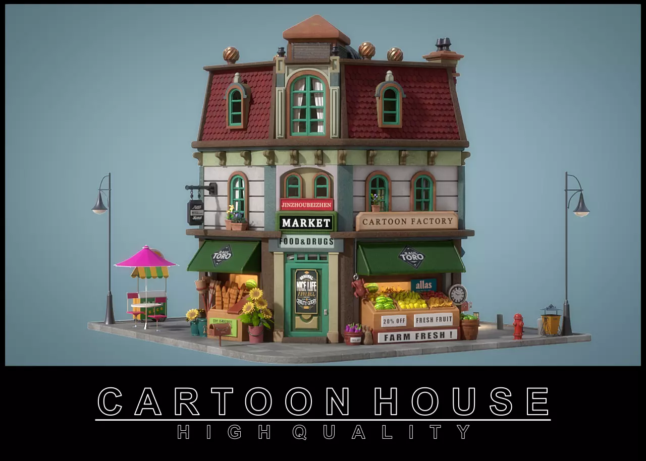 Cartoon House 15 3D model_0