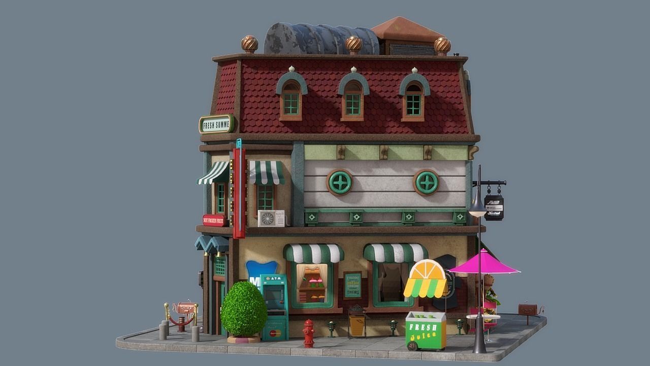 Cartoon House 15 3D model_5