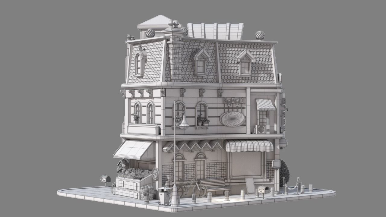 Cartoon House 15 3D model_9