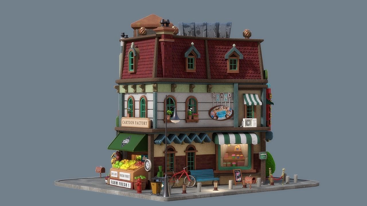Cartoon House 15 3D model_3