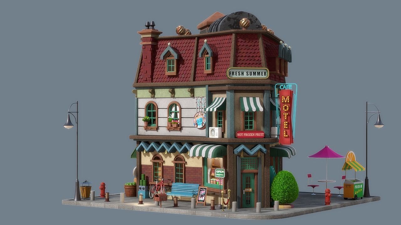 Cartoon House 15 3D model_4