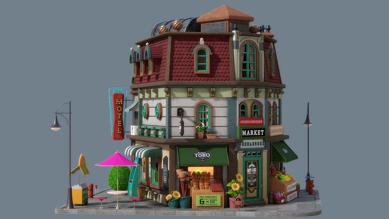 Cartoon House 15 3D model_6