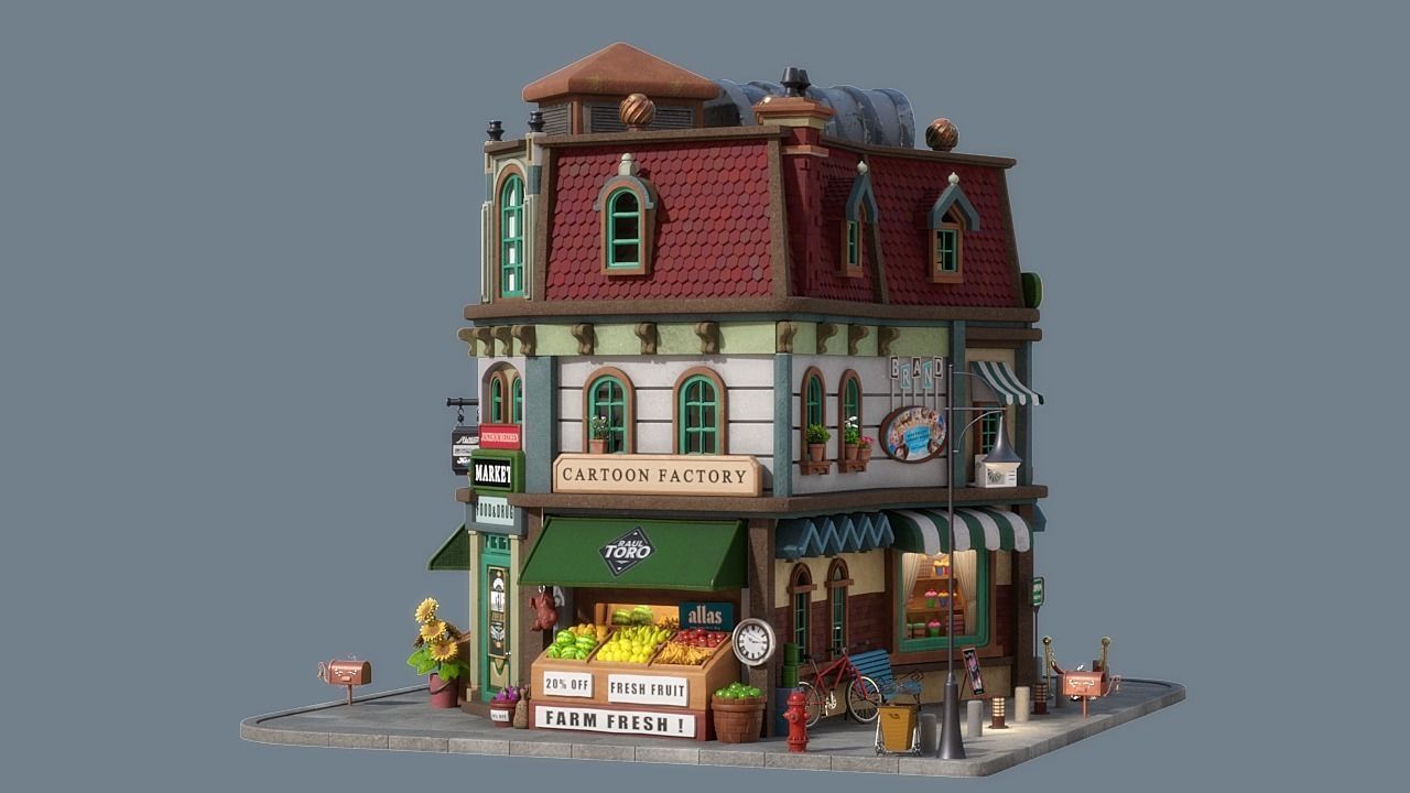 Cartoon House 15 3D model_2