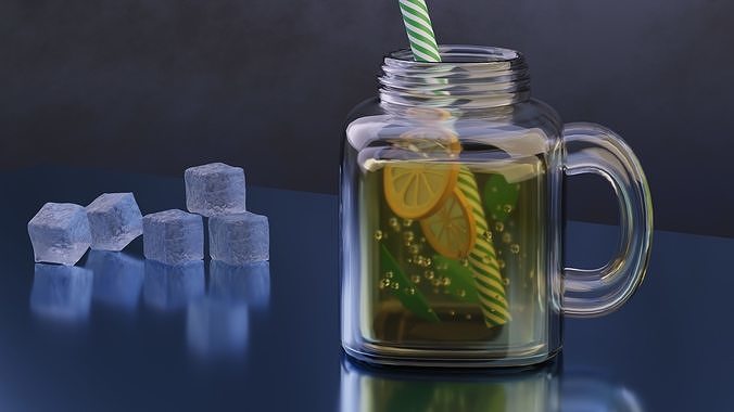 Lemon Juice Low-poly 3D model 3