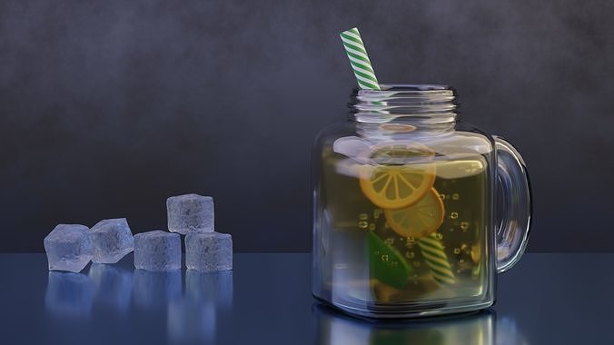 Lemon Juice Low-poly 3D model 2