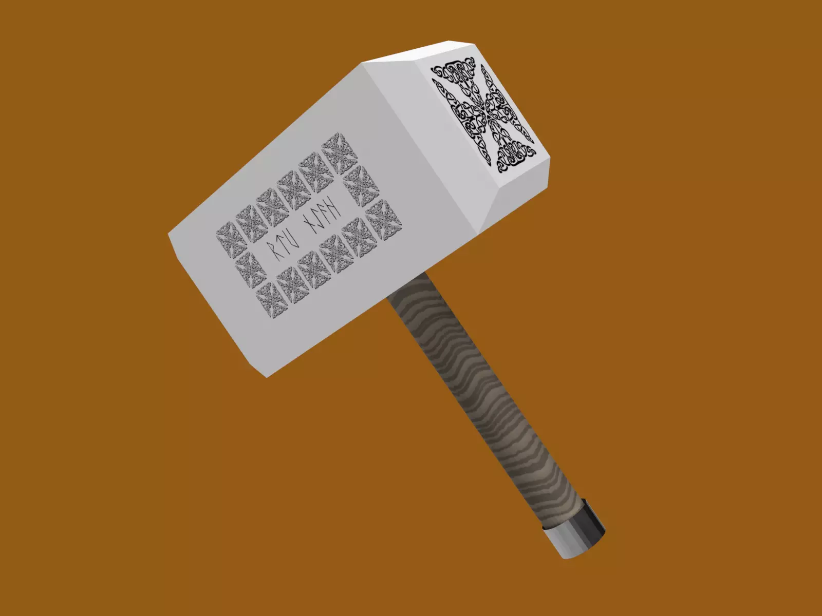 Germanic Hammer with Decorative Elements and Rune Letters 3D model