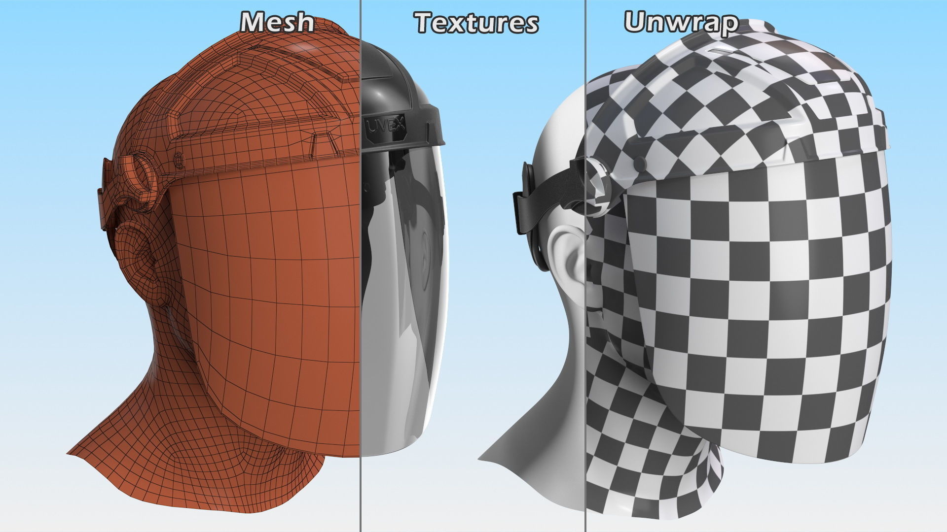 Uvex Turboshield Face Shield Dark Visor 3D model_16
