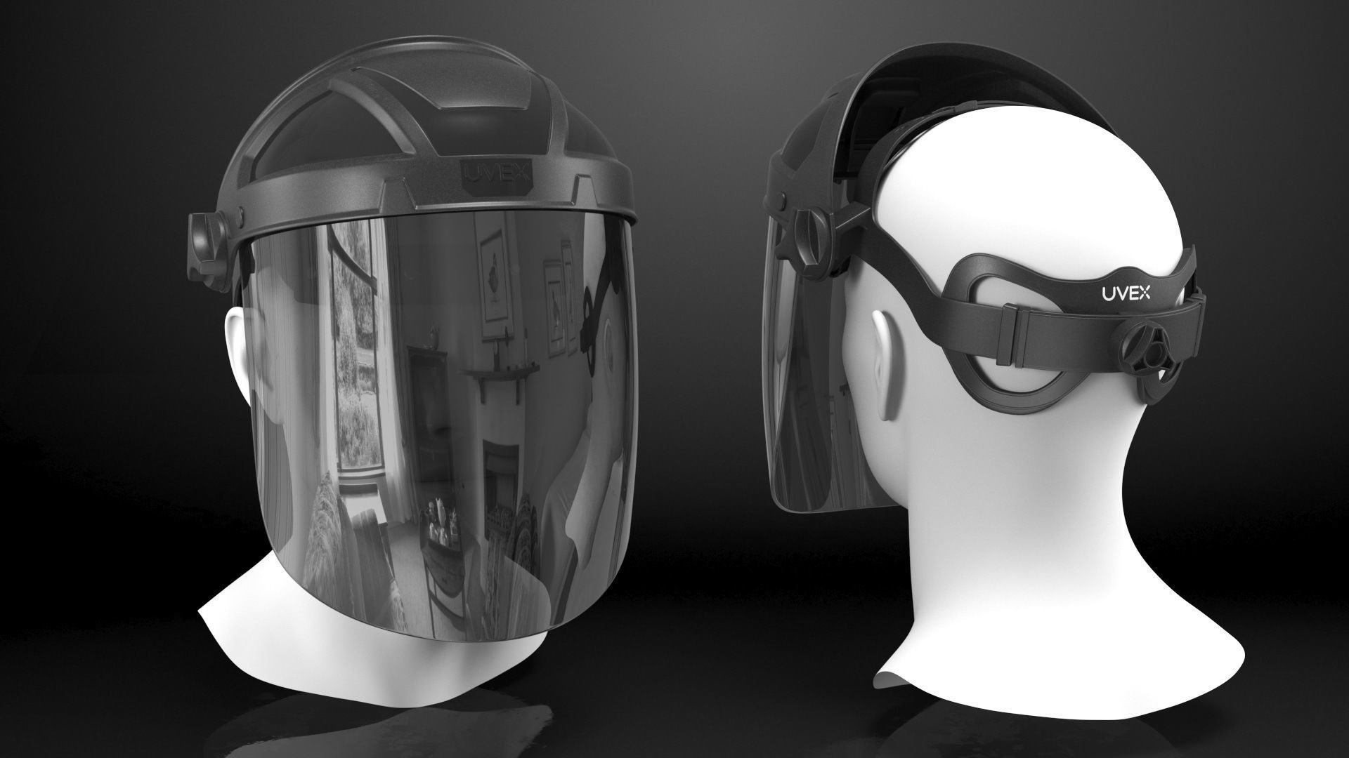 Uvex Turboshield Face Shield Dark Visor 3D model_7