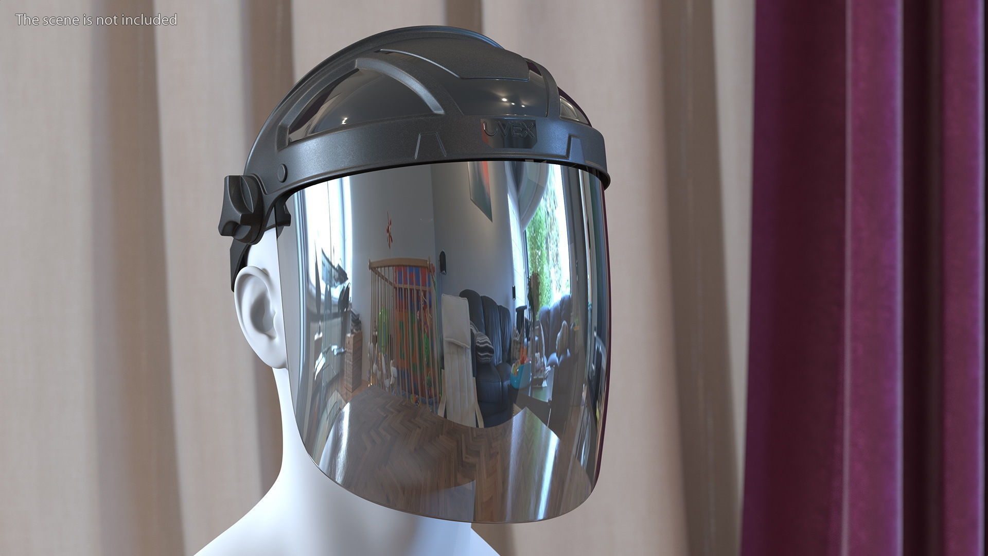 Uvex Turboshield Face Shield Dark Visor 3D model_2