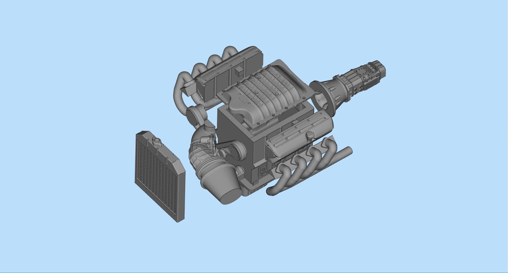 3D printable model ENGINE rccar or truck 3D print model_13
