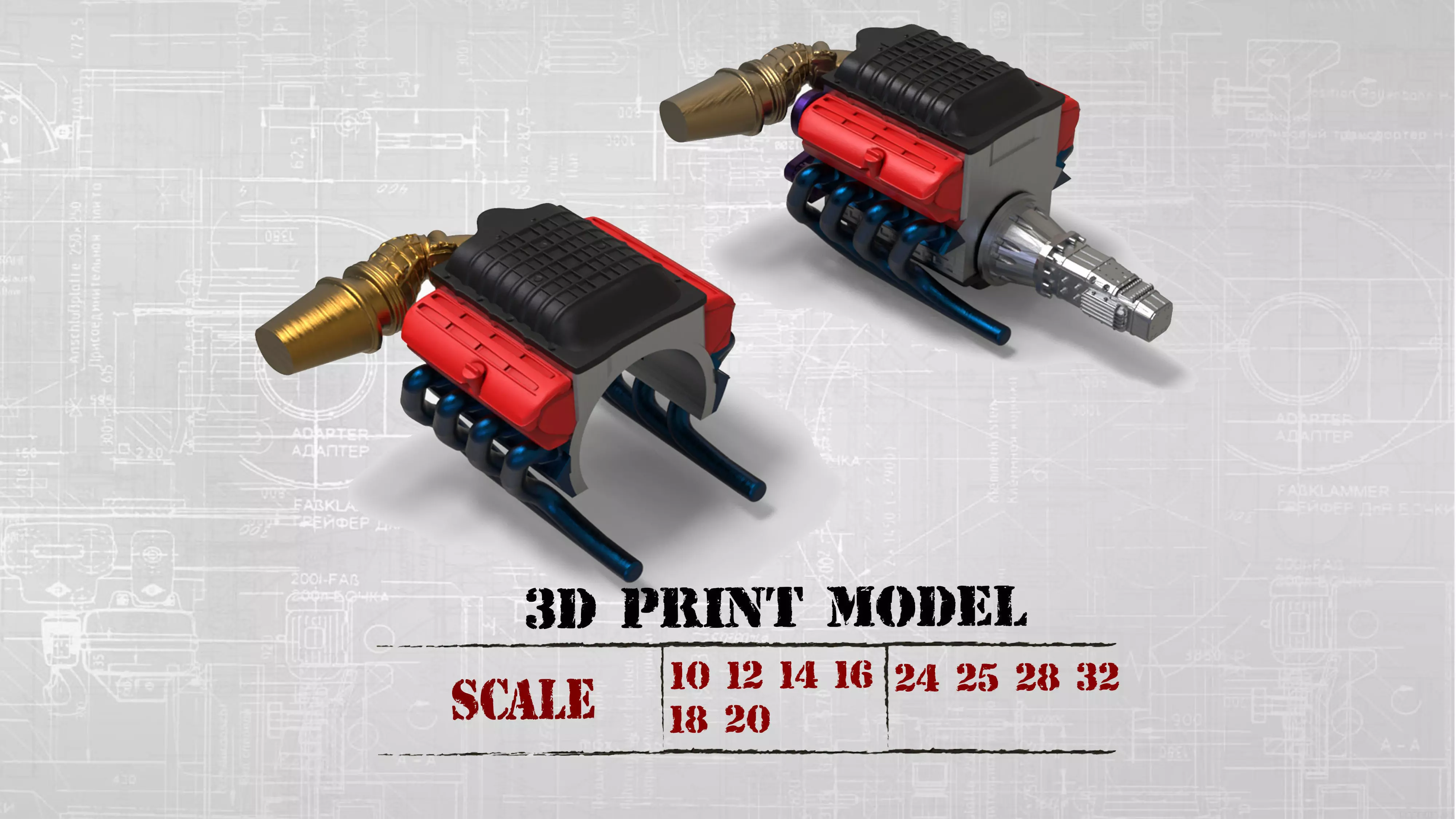 3D printable model ENGINE rccar or truck 3D print model_0