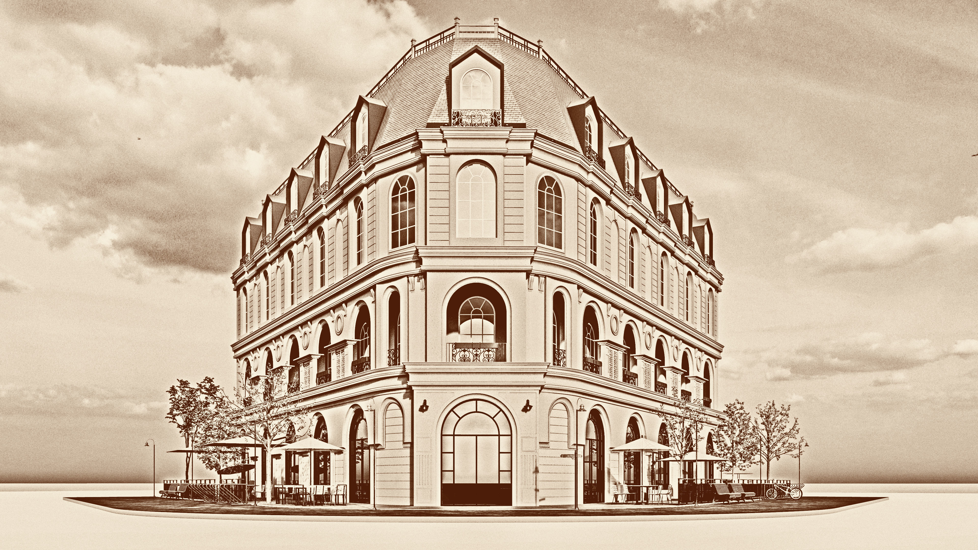 old Europe streets Building 13D model 3D model_4