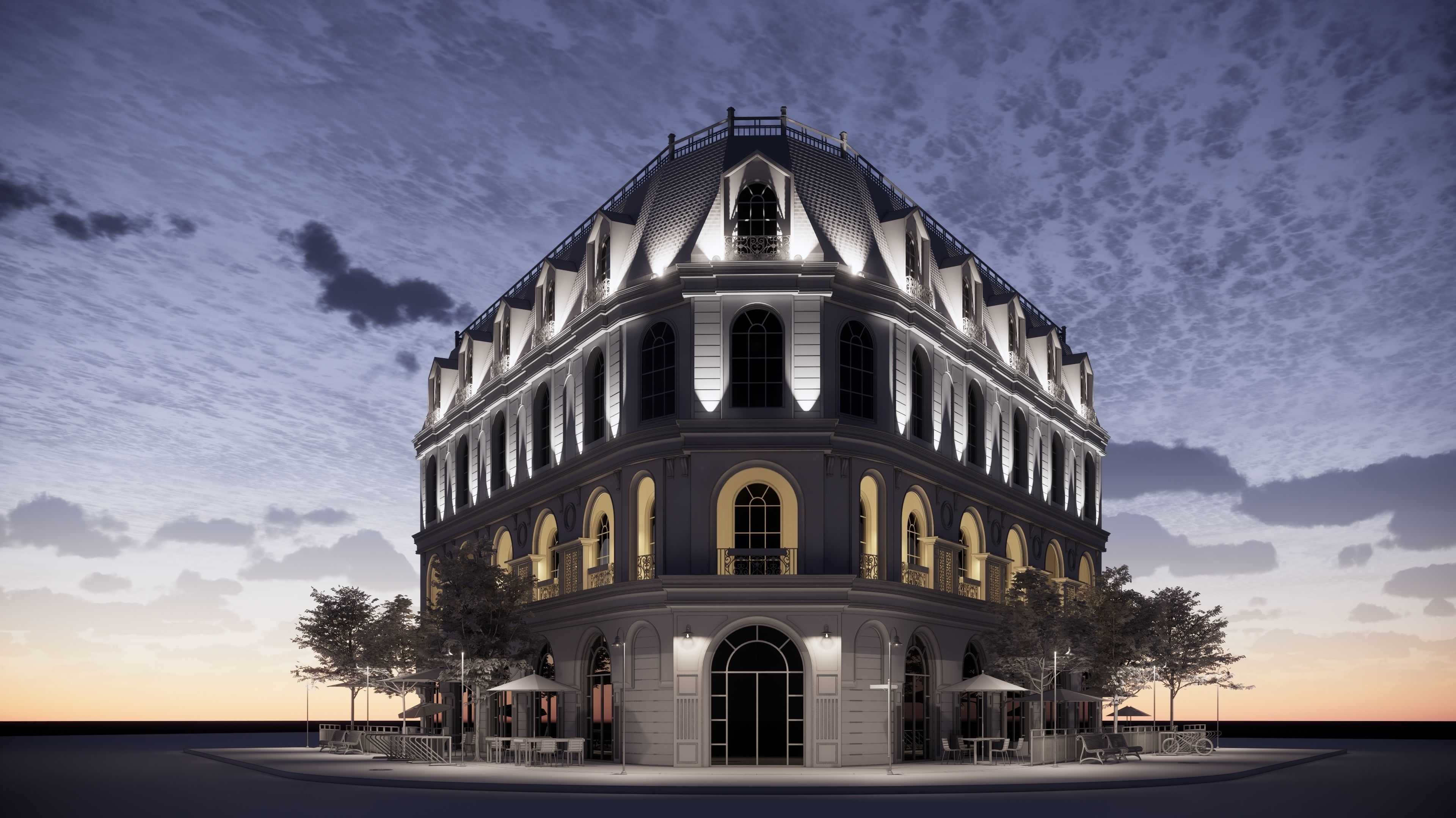 old Europe streets Building 13D model 3D model_6