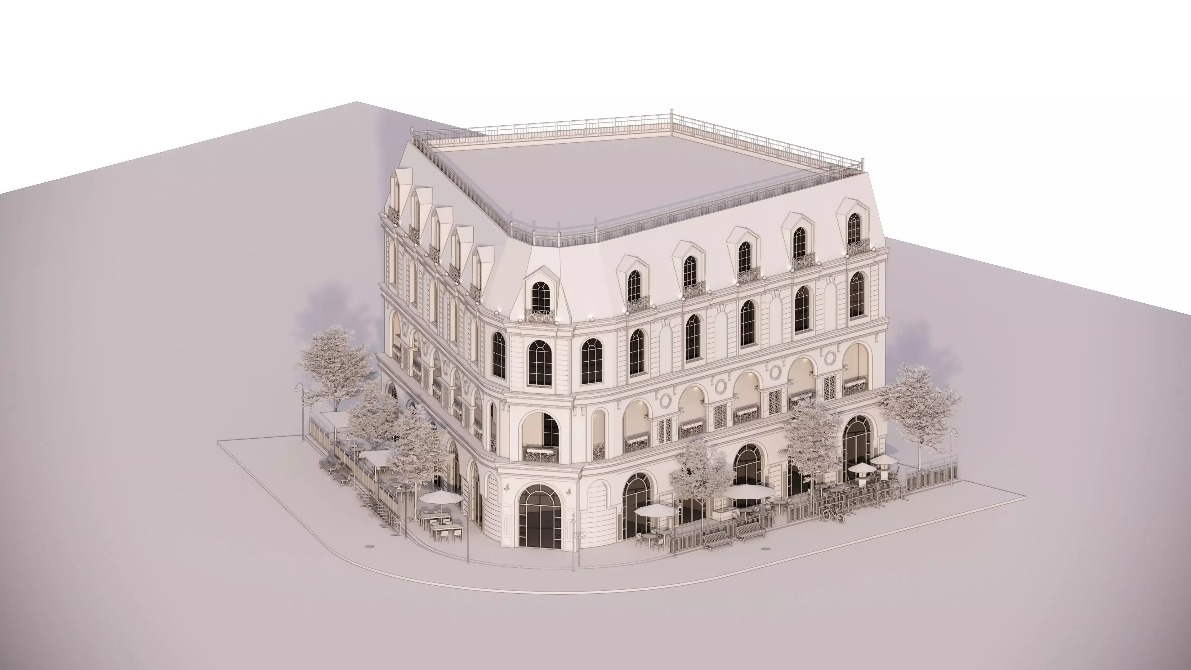 old Europe streets Building 13D model 3D model_0