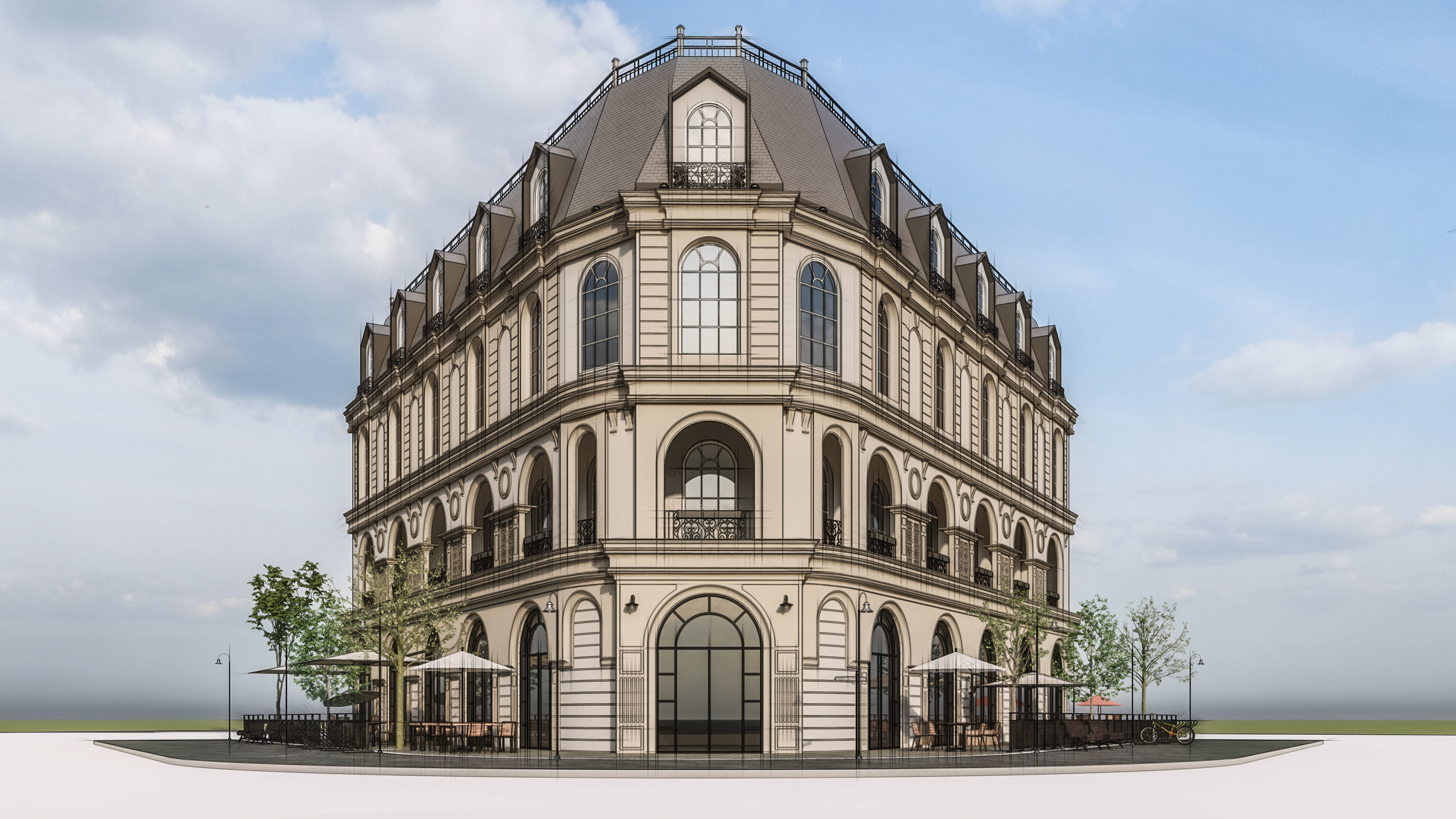 old Europe streets Building 13D model 3D model_2