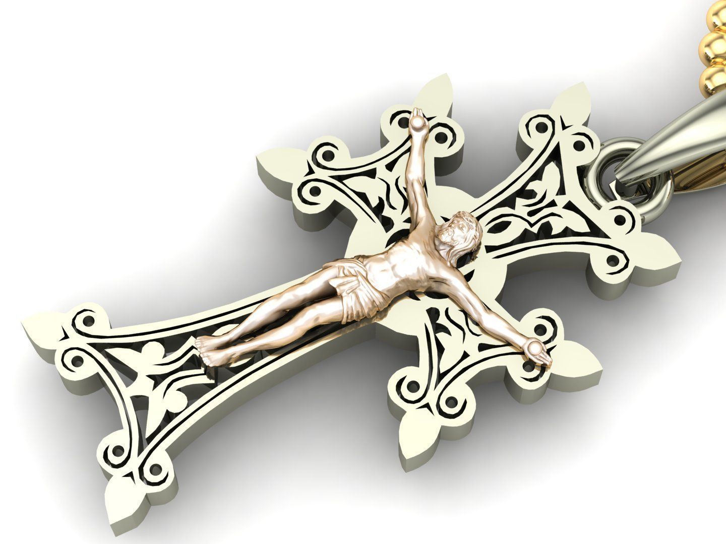 Cross Pendant Jesus Christ CP 68 3D model_4
