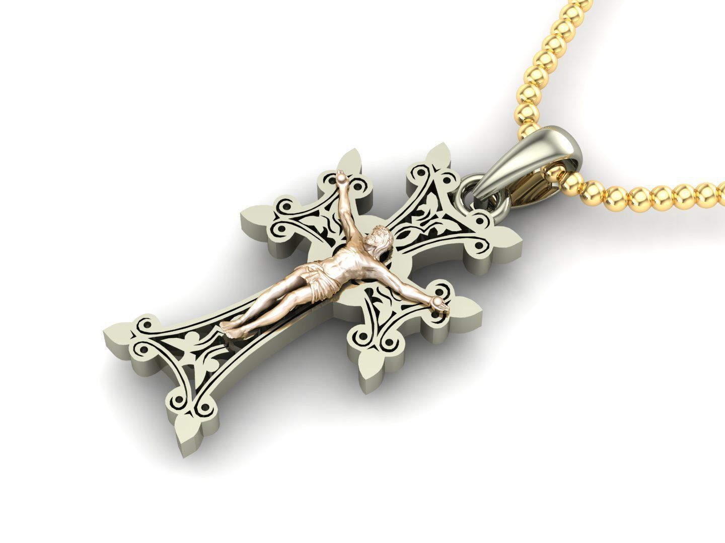 Cross Pendant Jesus Christ CP 68 3D model_2